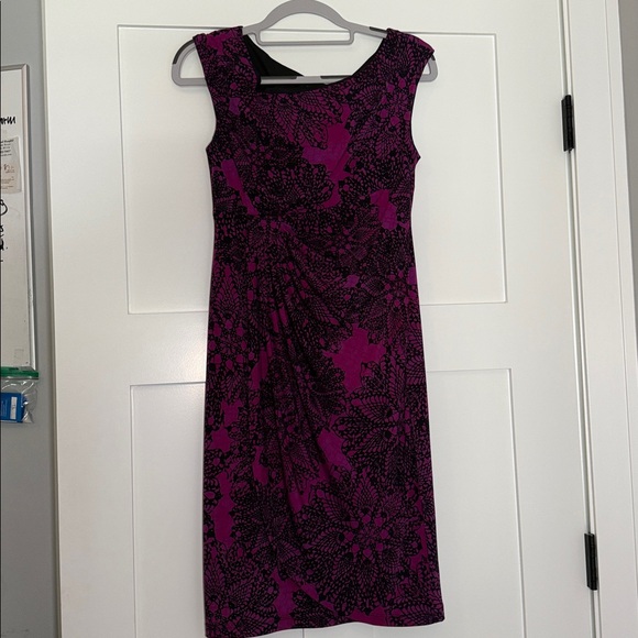 Connected Apparel Floral Lace Midi Dress in Purple and Black - Picture 1 of 4